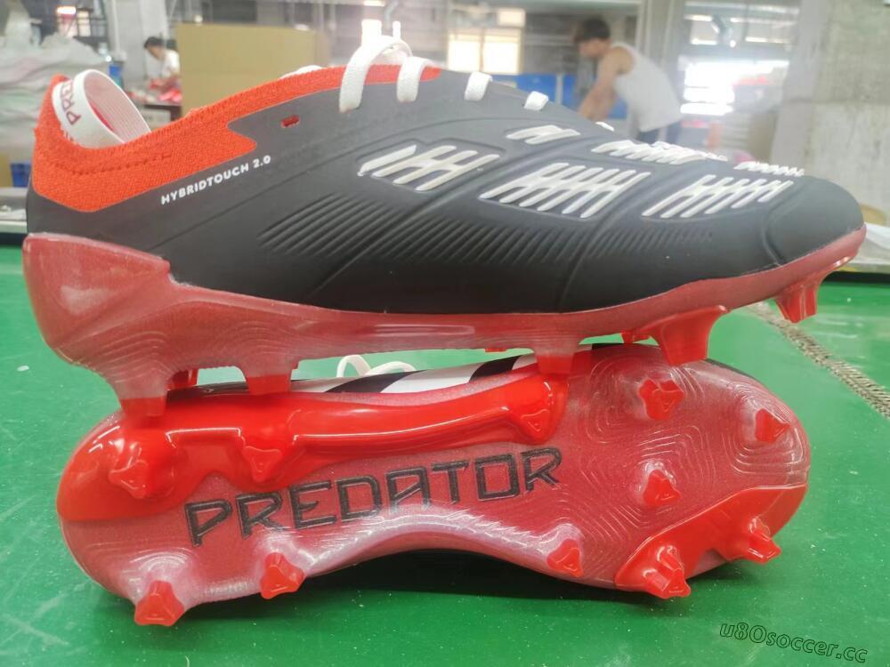 Men's Adidas Predator Elite Foldover Tongue FG Firm Ground Low-Tops Football Boots - Black/White/Red