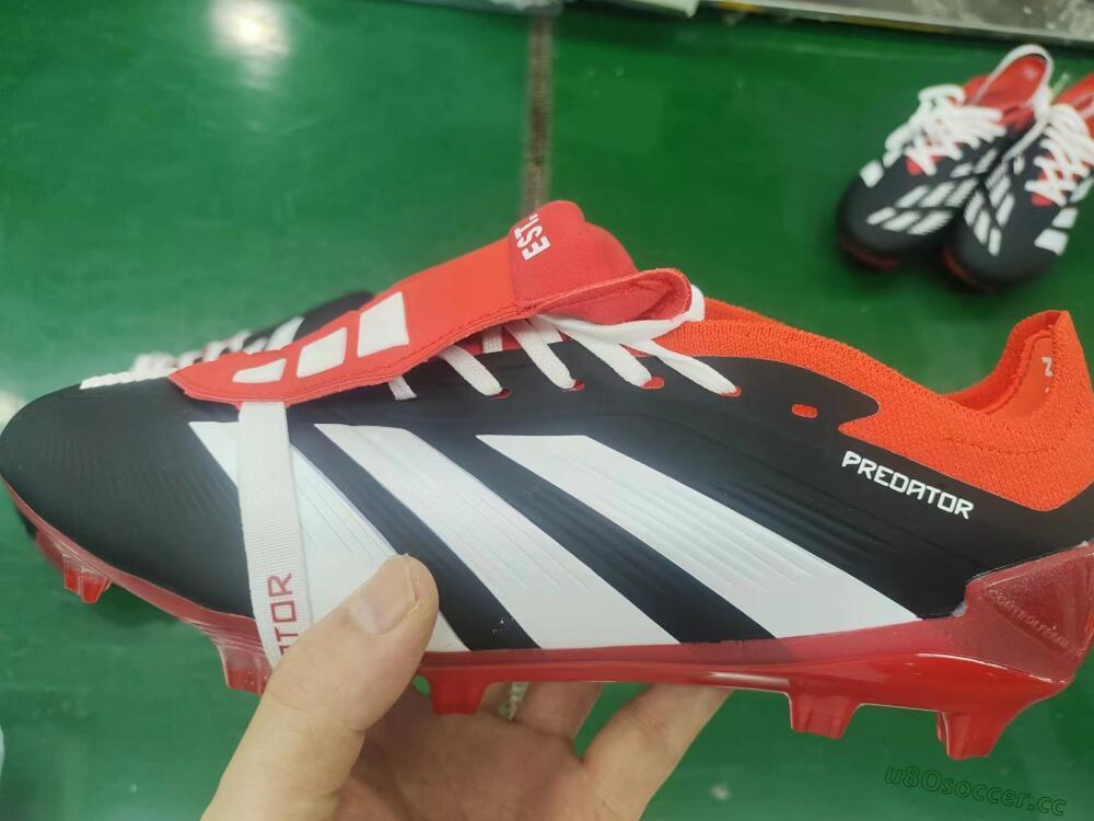 Men's Adidas Predator Elite Foldover Tongue FG Firm Ground Low-Tops Football Boots - Black/White/Red