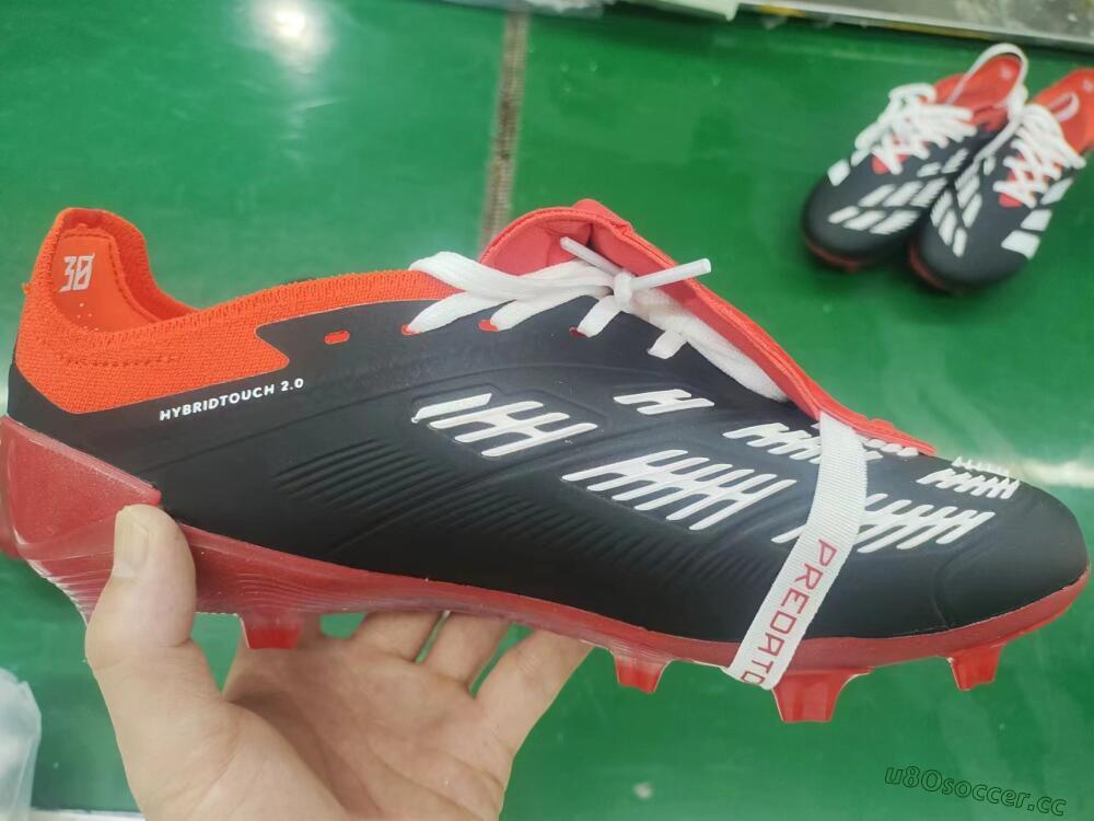 Men's Adidas Predator Elite Foldover Tongue FG Firm Ground Low-Tops Football Boots - Black/White/Red