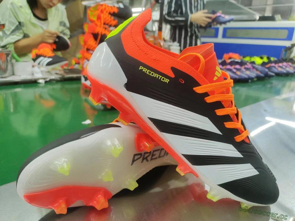 Men's Adidas Predator Elite FG Firm Ground Low-Tops Football Boots - Black/White/Pink