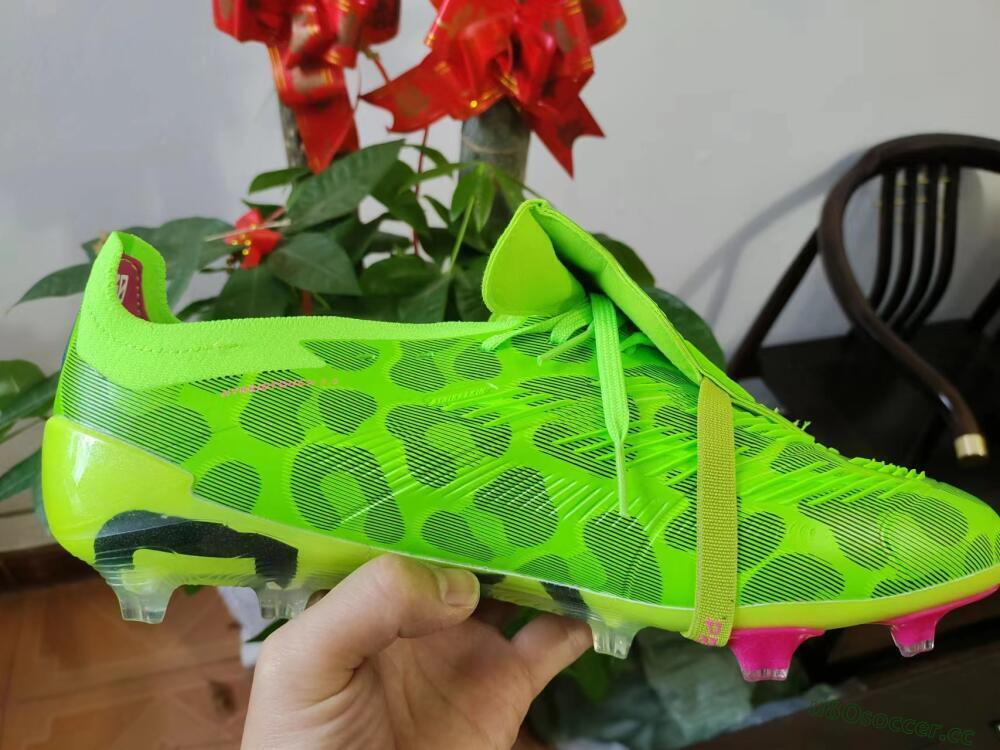 Men's Adidas Predator Elite Foldover Tongue FG Firm Ground Low-Tops Football Boots - Green/Pink/Purple/Yellow