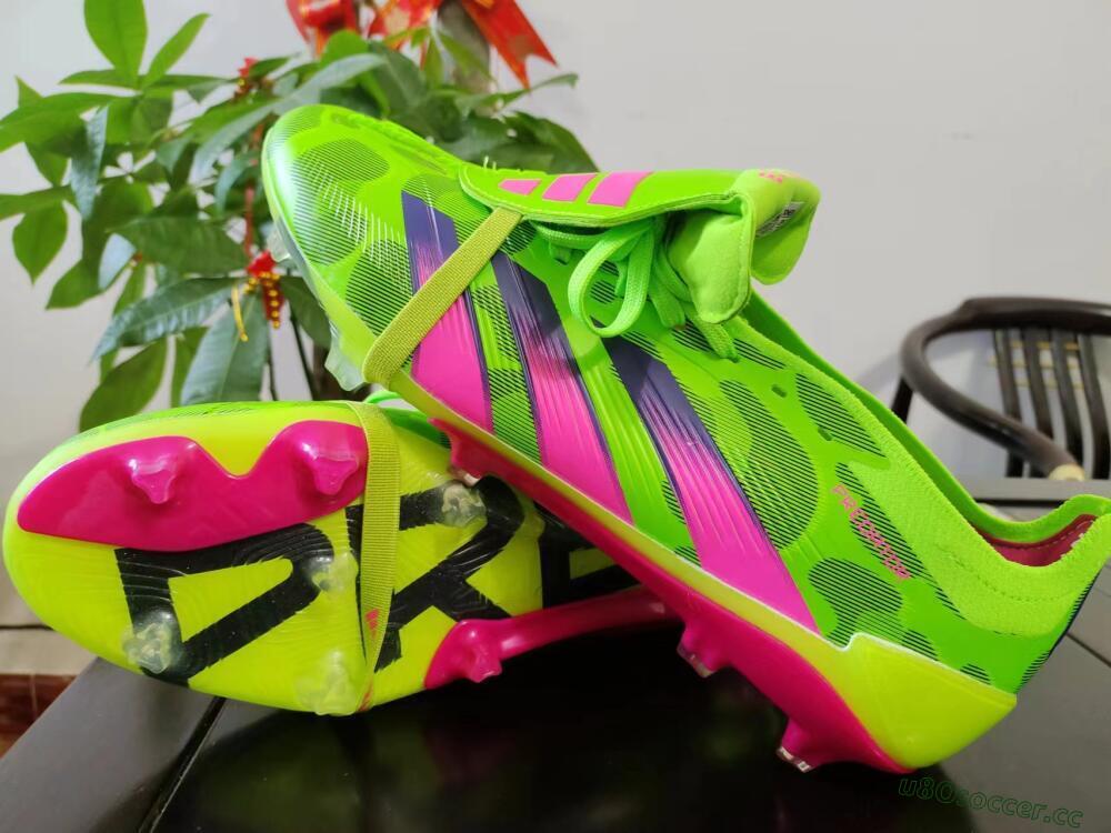 Men's Adidas Predator Elite Foldover Tongue FG Firm Ground Low-Tops Football Boots - Green/Pink/Purple/Yellow