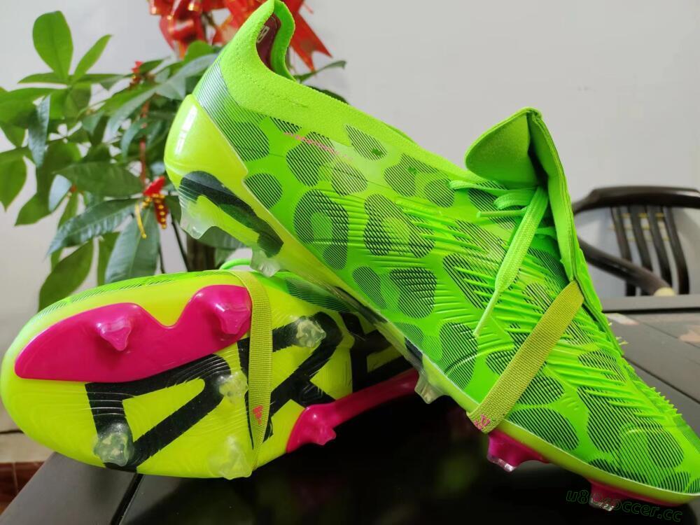 Men's Adidas Predator Elite Foldover Tongue FG Firm Ground Low-Tops Football Boots - Green/Pink/Purple/Yellow