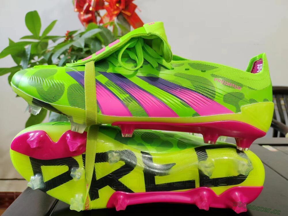 Men's Adidas Predator Elite Foldover Tongue FG Firm Ground Low-Tops Football Boots - Green/Pink/Purple/Yellow
