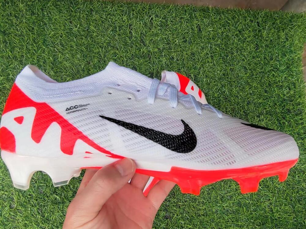 Men's Nike Air Zoom Mercurial Vapor 15 Elite FG Firm Ground Low-Tops Football Boots - White/Black/Red