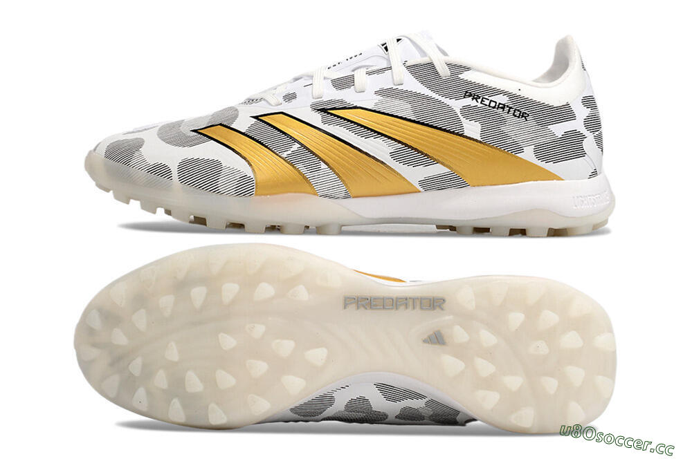 Men's Adidas Predator 24 Elite TF Artificial Turf Low-Tops Football Shoes - Black/White/Gold 1