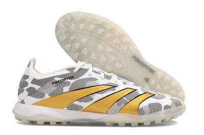 Men's Adidas Predator 24 Elite TF Artificial Turf Low-Tops Football Shoes - Black/White/Gold