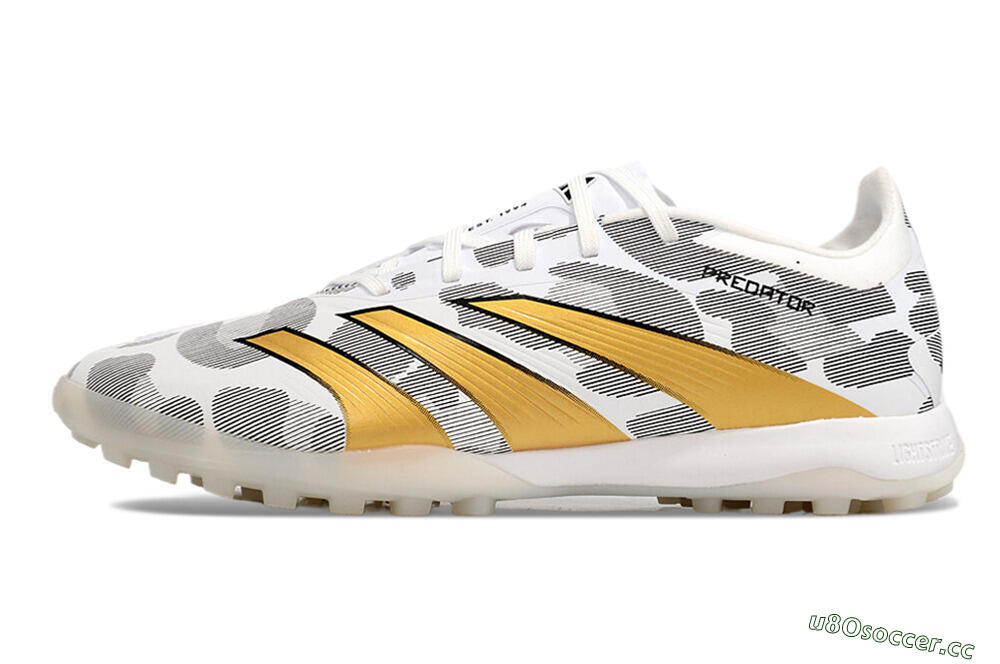 Men's Adidas Predator 24 Elite TF Artificial Turf Low-Tops Football Shoes - Black/White/Gold 0