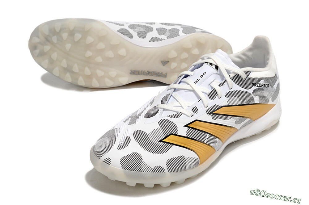Men's Adidas Predator 24 Elite TF Artificial Turf Low-Tops Football Shoes - Black/White/Gold 3