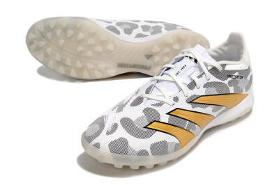 Men's Adidas Predator 24 Elite TF Artificial Turf Low-Tops Football Shoes - Black/White/Gold
