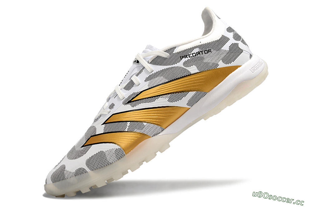 Men's Adidas Predator 24 Elite TF Artificial Turf Low-Tops Football Shoes - Black/White/Gold 5