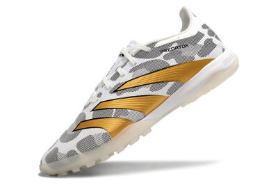 Men's Adidas Predator 24 Elite TF Artificial Turf Low-Tops Football Shoes - Black/White/Gold