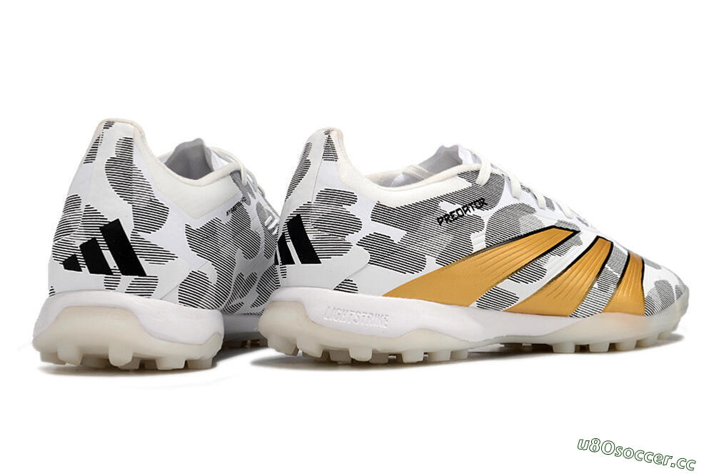 Men's Adidas Predator 24 Elite TF Artificial Turf Low-Tops Football Shoes - Black/White/Gold 6