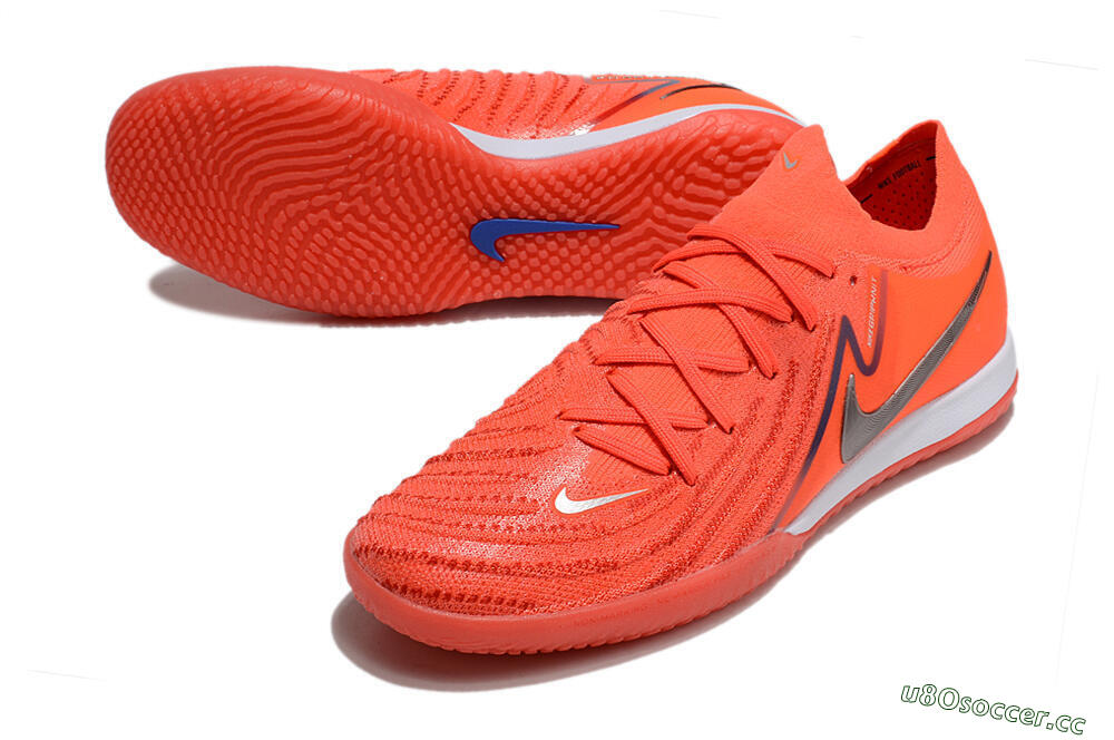 Men's Nike Phantom GX 2 Elite IC Indoor & Futsal Low-Tops Football Shoes - Red/Silver/Blue 3