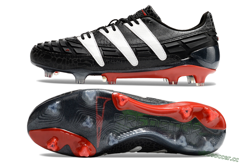 Men's Adidas Predator Accelerator 94 FG Firm Ground Low-Tops Football Boots - Black/White/Red 1