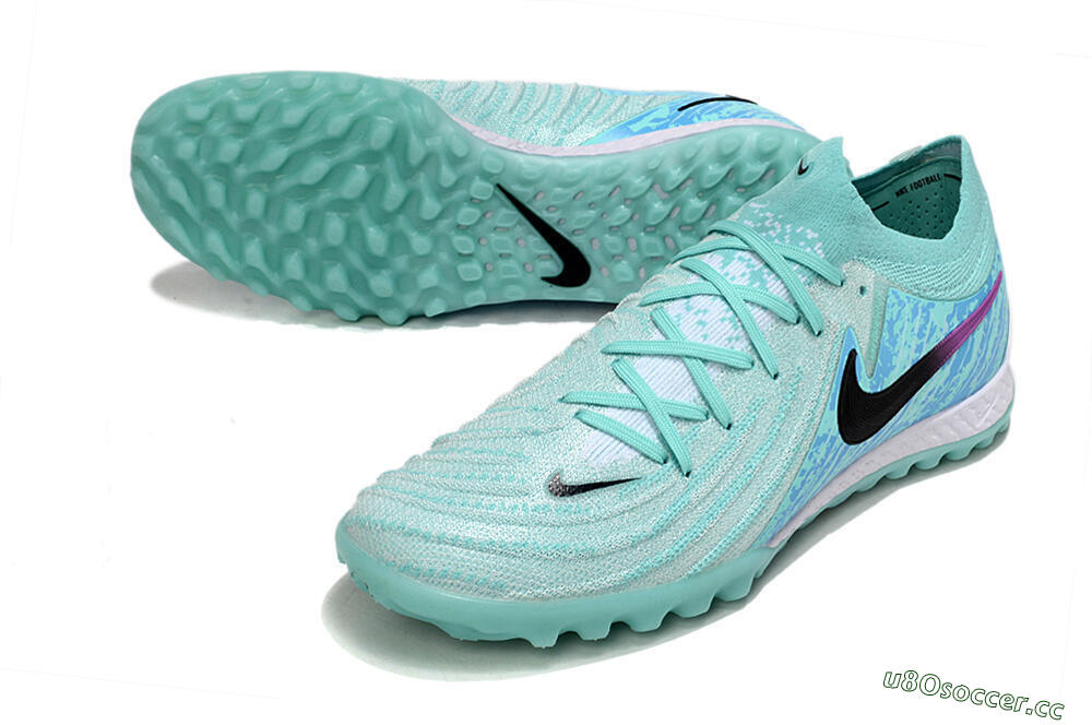 Men's Nike Phantom GX 2 Elite TF Artificial Turf Low-Tops Football Shoes - Jade/Blue/Black 3