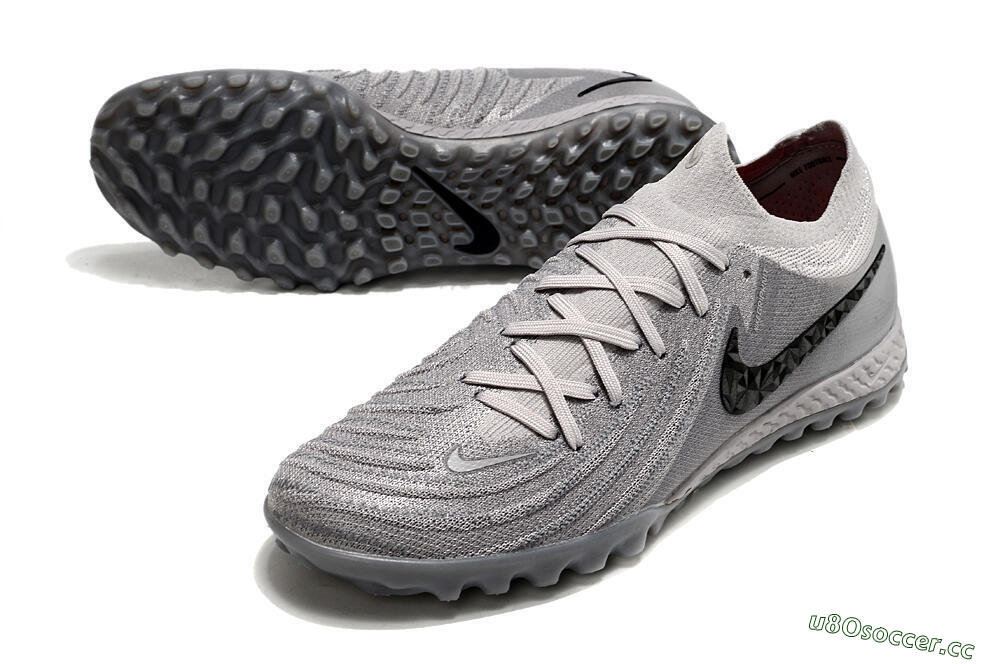 Men's Nike Phantom GX 2 Elite TF Artificial Turf Low-Tops Football Shoes - Grey/Black 3