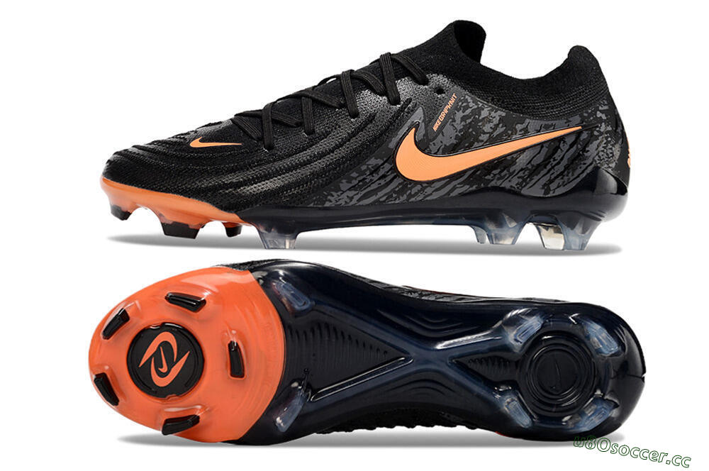 Men's Nike Phantom Luna Elite NU FG Firm Ground Low-Tops Football Boots - Black/Grey/Orange 1