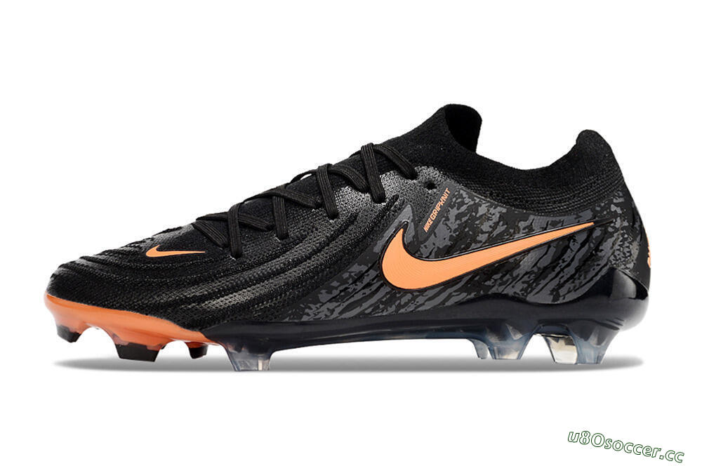 Men's Nike Phantom Luna Elite NU FG Firm Ground Low-Tops Football Boots - Black/Grey/Orange 0