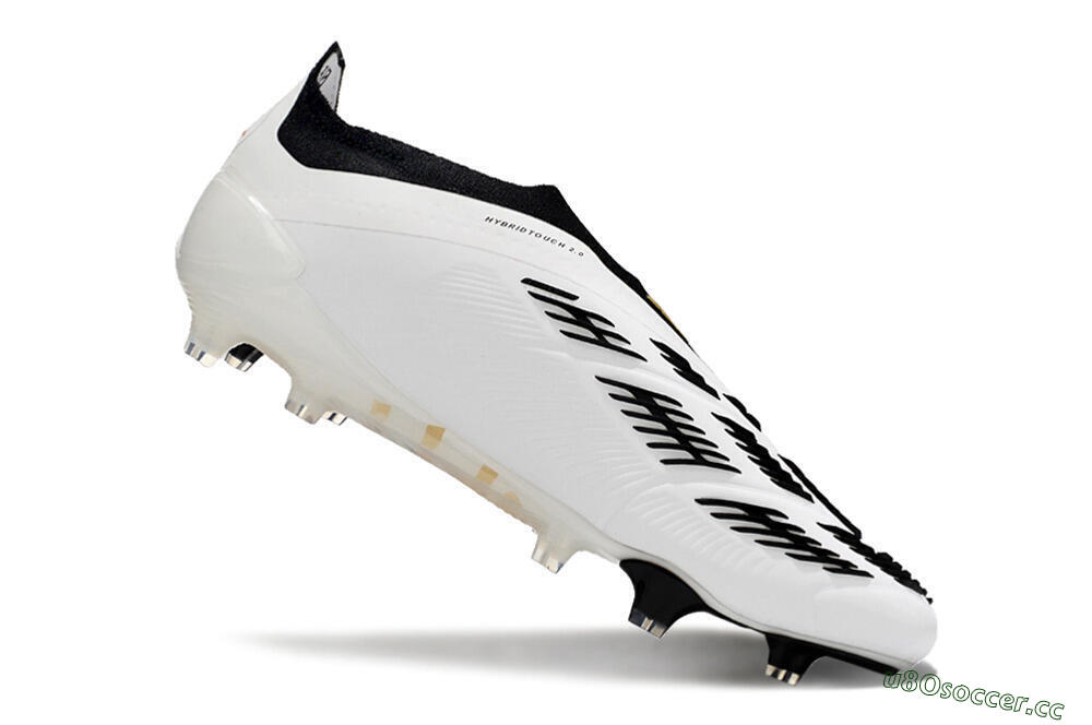 Men's Adidas Predator 24 Elite Laceless FG Firm Ground Low-Tops Football Boots - White/Gold/Black 4
