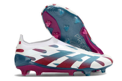 Men's Adidas Predator 24 Elite Laceless FG Firm Ground Low-Tops Football Boots - Beige/Blue/Red