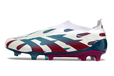 Men's Adidas Predator 24 Elite Laceless FG Firm Ground Low-Tops Football Boots - Beige/Blue/Red