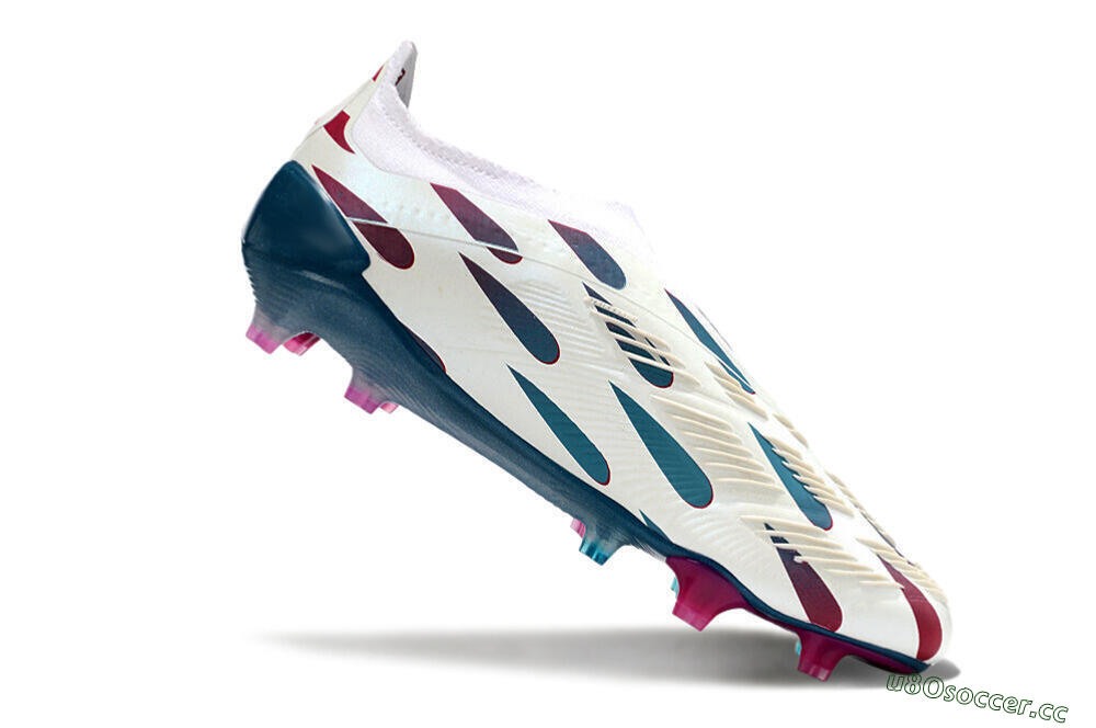 Men's Adidas Predator 24 Elite Laceless FG Firm Ground Low-Tops Football Boots - Beige/Blue/Red 4