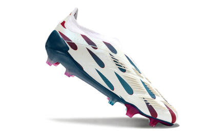 Men's Adidas Predator 24 Elite Laceless FG Firm Ground Low-Tops Football Boots - Beige/Blue/Red