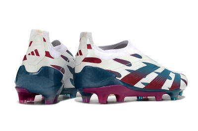 Men's Adidas Predator 24 Elite Laceless FG Firm Ground Low-Tops Football Boots - Beige/Blue/Red