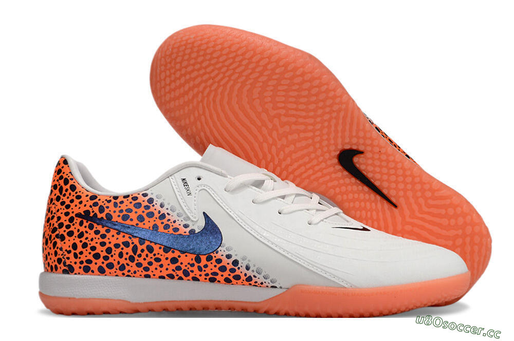 Men's Nike Phantom GX 2 Acad LV8 IC Indoor & Futsal Low-Tops Football Shoes - White/Blue/Orange 2