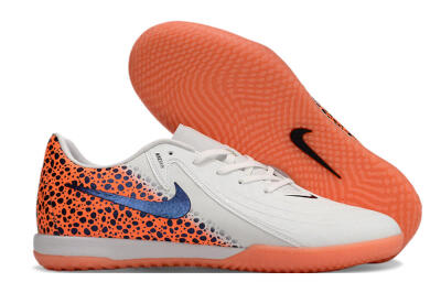Men's Nike Phantom GX 2 Acad LV8 IC Indoor & Futsal Low-Tops Football Shoes - White/Blue/Orange