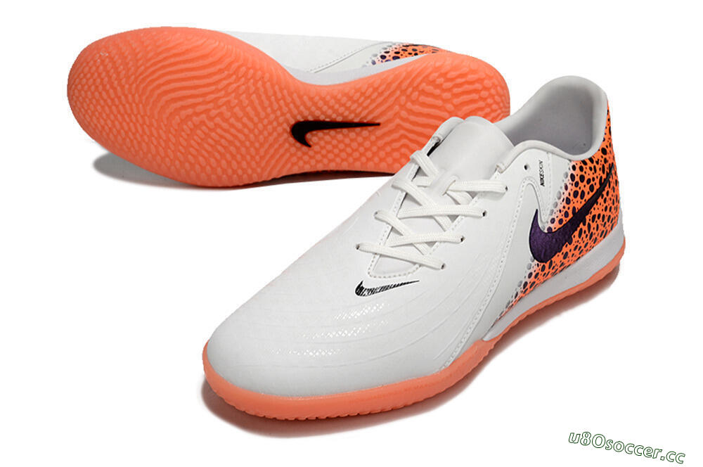 Men's Nike Phantom GX 2 Acad LV8 IC Indoor & Futsal Low-Tops Football Shoes - White/Blue/Orange 3