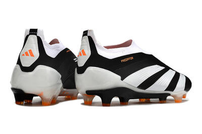 Men's Adidas Predator 24 Elite Laceless FG Firm Ground Low-Tops Football Boots - Black/White/Orange