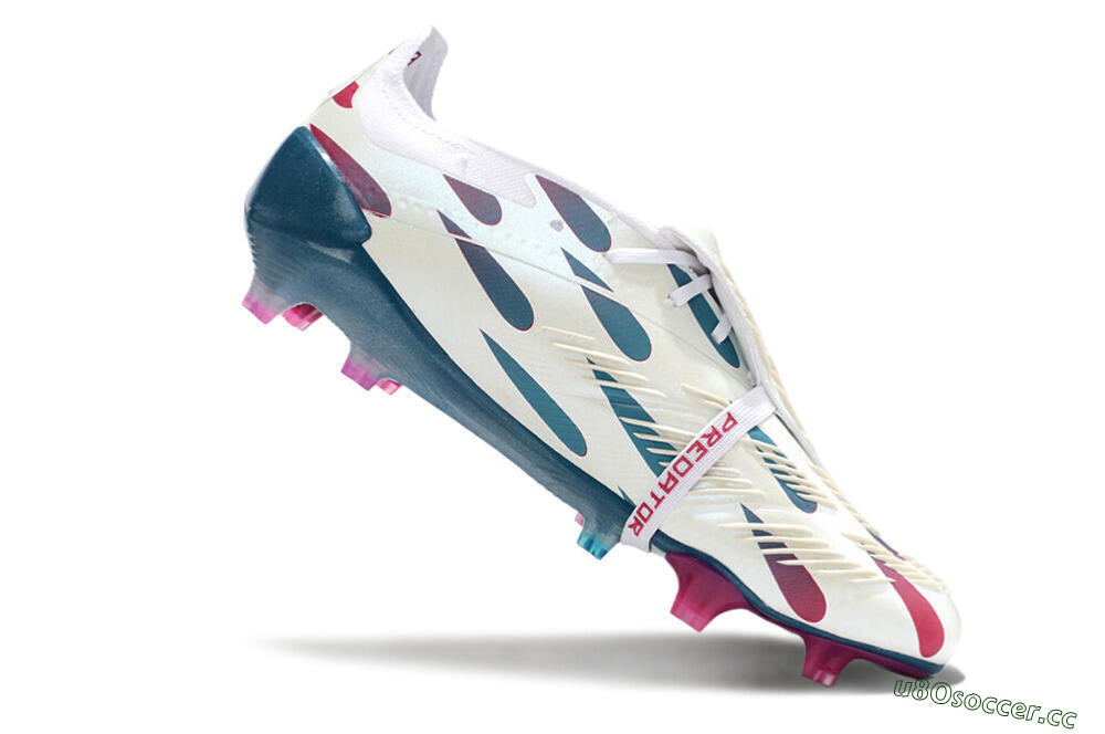 Men's Adidas Predator Elite Foldover Tongue FG Firm Ground Low-Tops Football Boots - White/Blue/Red 4