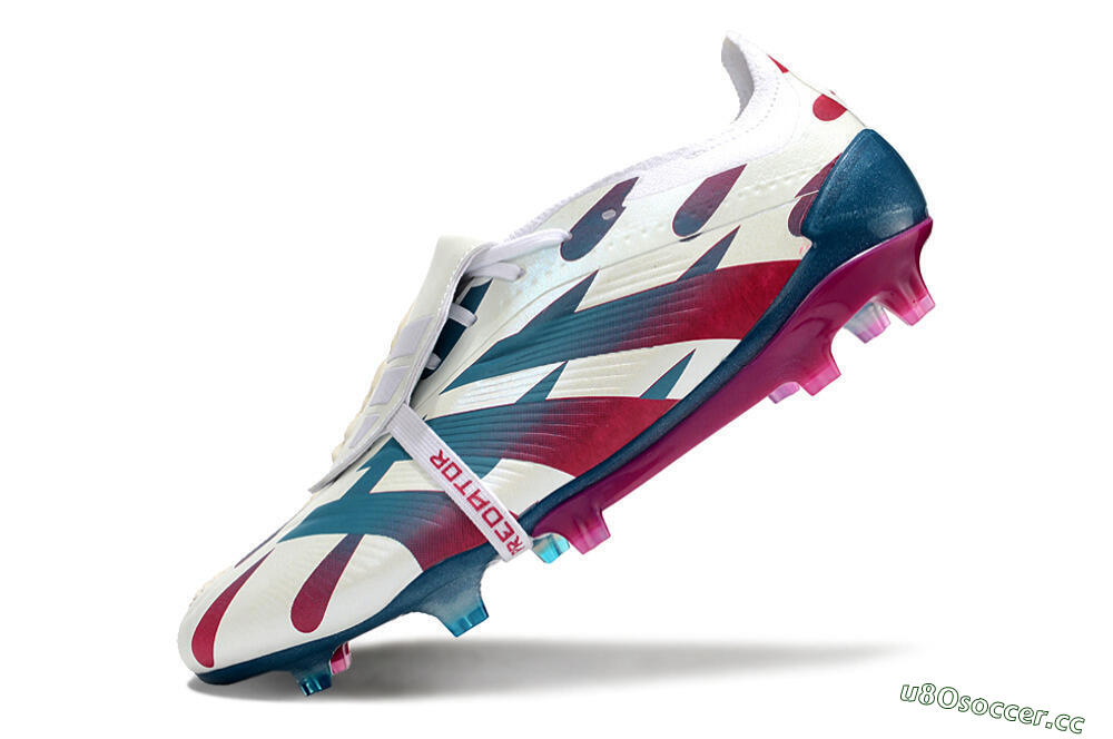 Men's Adidas Predator Elite Foldover Tongue FG Firm Ground Low-Tops Football Boots - White/Blue/Red 5