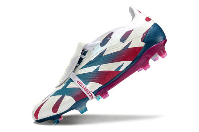 Men's Adidas Predator Elite Foldover Tongue FG Firm Ground Low-Tops Football Boots - White/Blue/Red