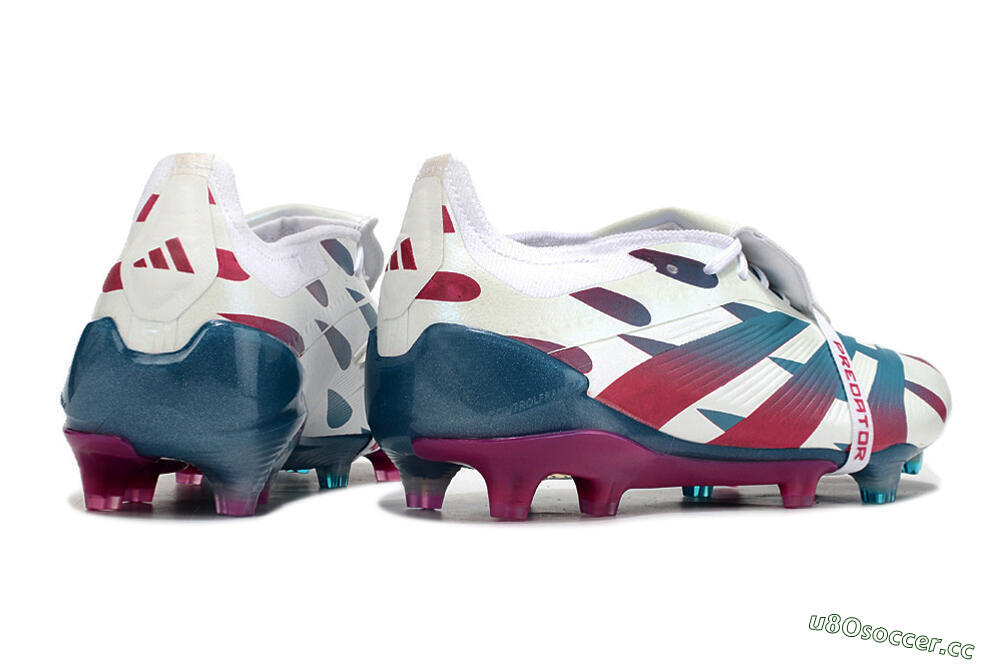 Men's Adidas Predator Elite Foldover Tongue FG Firm Ground Low-Tops Football Boots - White/Blue/Red 6