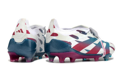 Men's Adidas Predator Elite Foldover Tongue FG Firm Ground Low-Tops Football Boots - White/Blue/Red