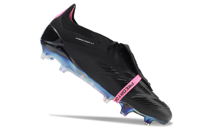 Men's Adidas Predator Elite Foldover Tongue FG Firm Ground Low-Tops Football Boots - Black/Pink/Gold