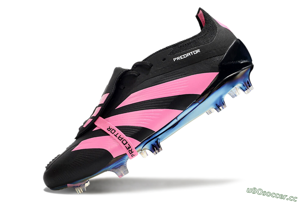 Men's Adidas Predator Elite Foldover Tongue FG Firm Ground Low-Tops Football Boots - Black/Pink/Gold 5
