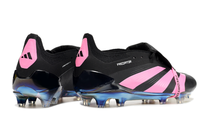 Men's Adidas Predator Elite Foldover Tongue FG Firm Ground Low-Tops Football Boots - Black/Pink/Gold