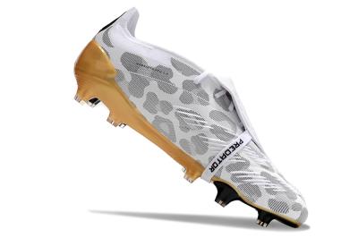 Men's Adidas Predator Elite Foldover Tongue FG Firm Ground Low-Tops Football Boots - White/Black/Gold