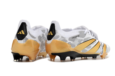 Men's Adidas Predator Elite Foldover Tongue FG Firm Ground Low-Tops Football Boots - White/Black/Gold