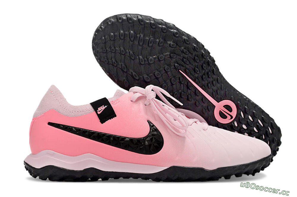 Men's Nike Tiempo Legend 10 Pro TF Artificial Turf Low-Tops Football Shoes - Pink/Black/White 2
