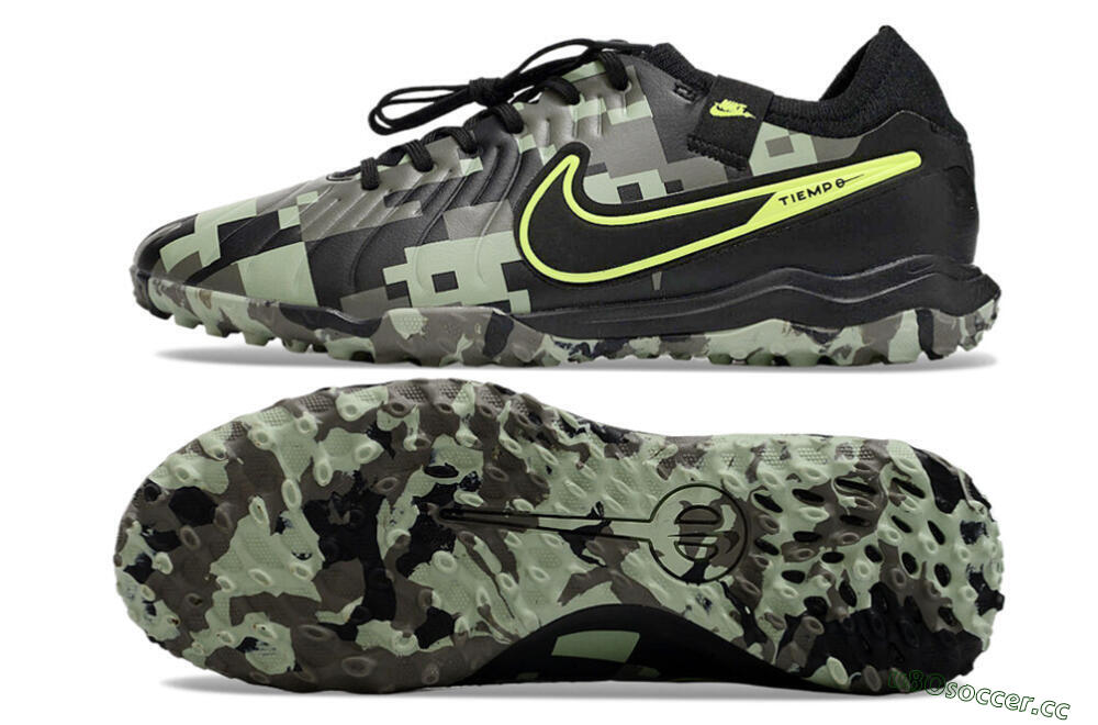 Men's Nike Tiempo Legend 10 Pro TF Artificial Turf Low-Tops Football Shoes - Camo/Black/Yellow 1