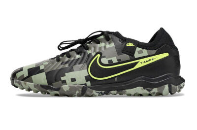 Men's Nike Tiempo Legend 10 Pro TF Artificial Turf Low-Tops Football Shoes - Camo/Black/Yellow