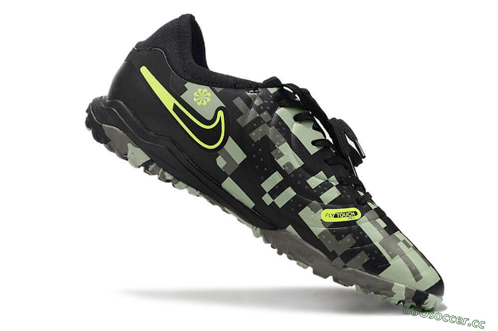 Men's Nike Tiempo Legend 10 Pro TF Artificial Turf Low-Tops Football Shoes - Camo/Black/Yellow 4