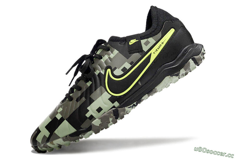 Men's Nike Tiempo Legend 10 Pro TF Artificial Turf Low-Tops Football Shoes - Camo/Black/Yellow 5