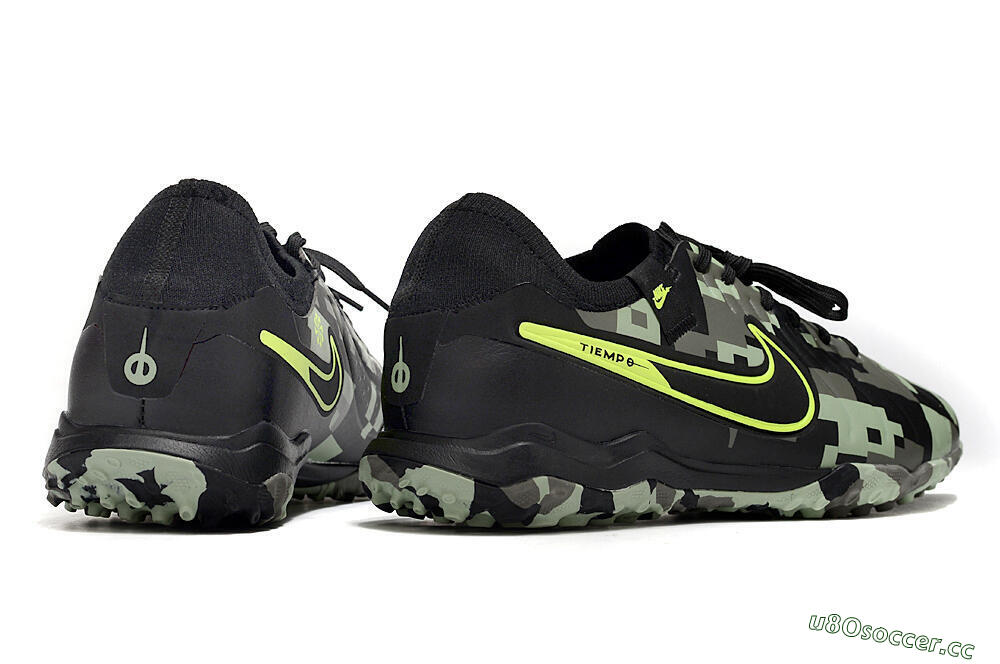 Men's Nike Tiempo Legend 10 Pro TF Artificial Turf Low-Tops Football Shoes - Camo/Black/Yellow 6