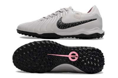 Men's Nike Tiempo Legend 10 Pro TF Artificial Turf Low-Tops Football Shoes - Grey/Black/Pink